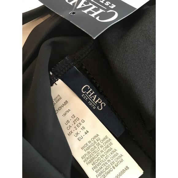 12 Chaps Women's Black Bathing Swim Suit Top New V-Neck Ruffle Adjustable Strap - Picture 7 of 7